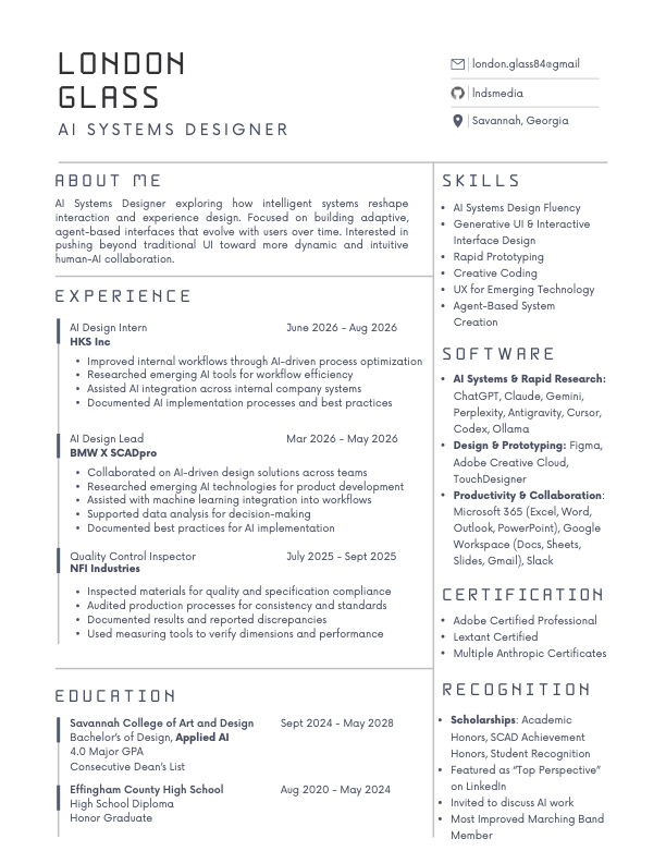 Preview of London Glass resume